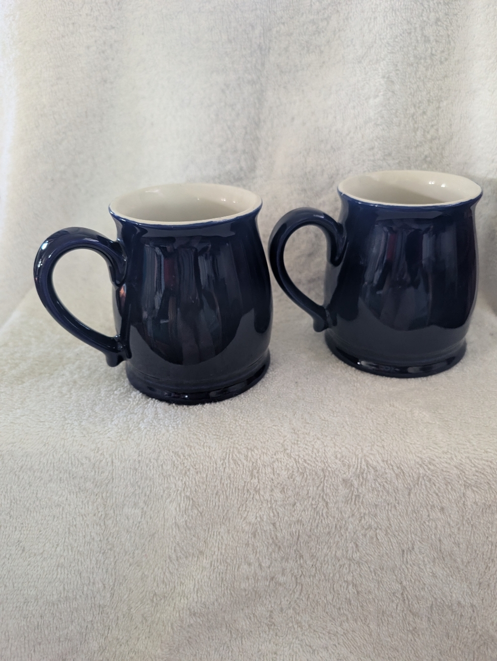Set of 3 Navy Ceramic Mugs with Classic Handles